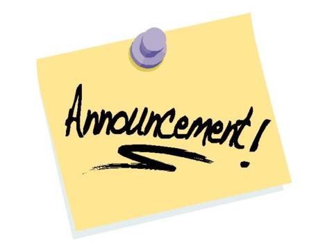 Post it note with announcements